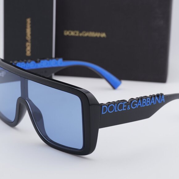 Dolce & Gabbana DG6204 501/80 Shield Sunglasses - Shiny Black/Blue main image 9
